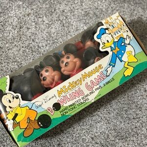 Vintage Disney Mickey Mouse Bowling Set - Black and Pink